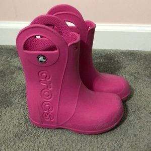 Crocs size 10 rain boots pink
